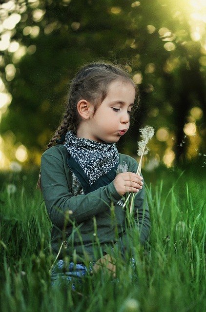 child, dandelion, beautiful flowers, flower background, blow, flower wallpaper, blowing, girl, little girl, portrait, childhood, kid, nature, grass, cute, little, outdoors, flower